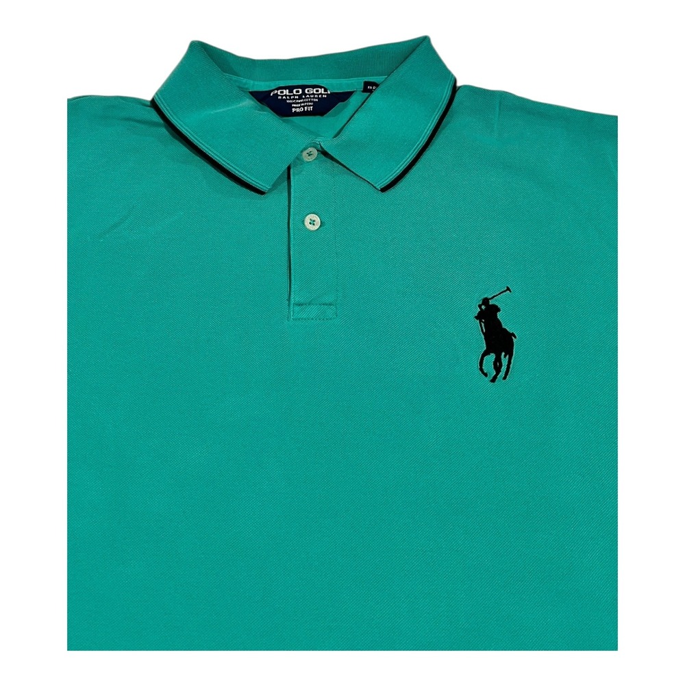 Polo Golf Ralph Lauren Men's XL Pro Fit Green Blue Striped Performance‎ Polo